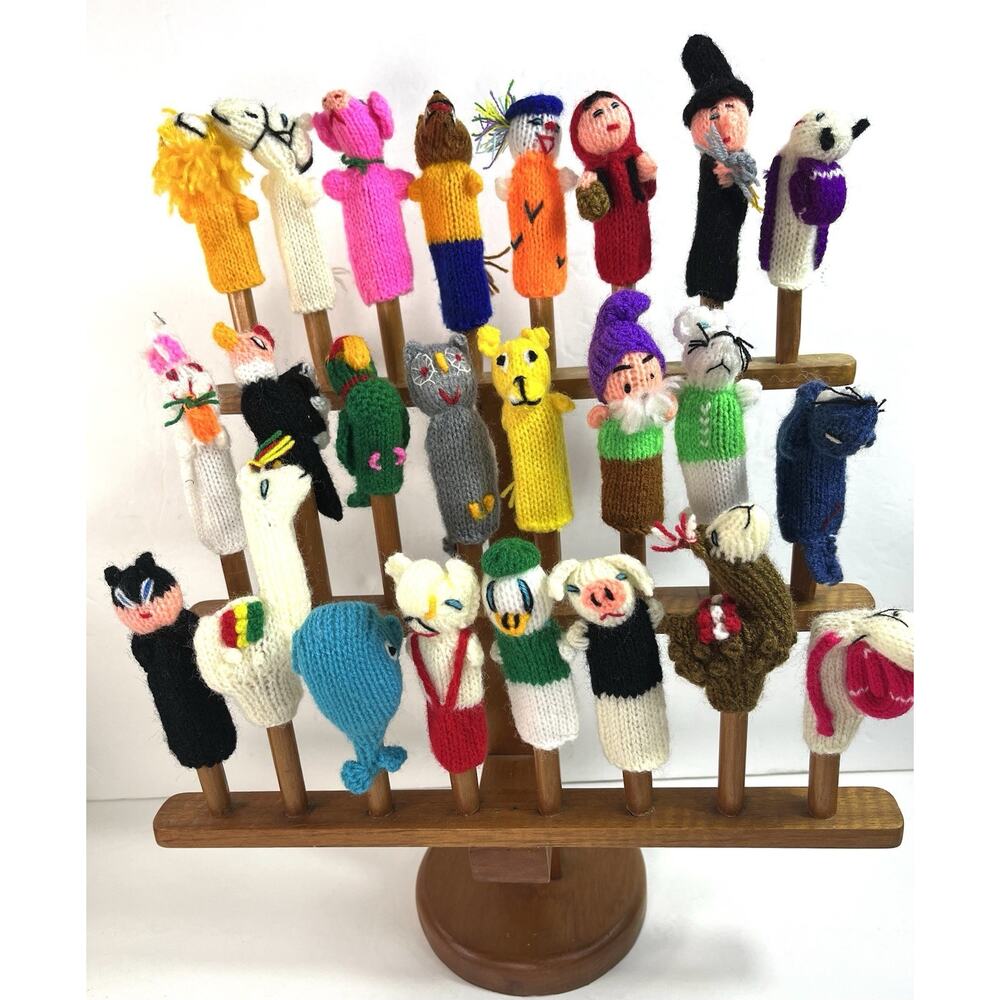 LOT 100 Animal and Characters Mix Wool Finger Puppets from Peru - Item in USA